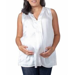 NEW EMILIA GEORGE maternity lily v-neck sleeveless top in white